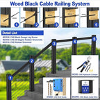 CKE 500FT 1/8" Black Stainless Steel Cable Railing System Hardware, T316 Stainless Steel Cable Wire Rope, 1850 lb Breaking Strength, 7x7 Strands Black Aircraft Cable for Deck Stair Fence Railing, BCW6
