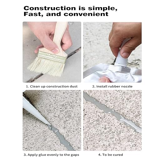 Concrete Crack Filler and Sealant, Quick Drying High Elasticity Cement Crack Filler, Waterproof Repair, Self-Leveling Concrete Slab Repair for Driveway, Patio (Gray, 17.64 OZ)