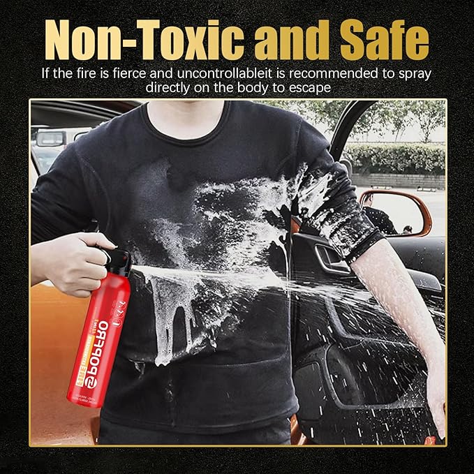 Portable Fire Extinguishers with water-based high-temperature resistance,Can Prevent Re-Ignition,Small and Easy to use，Fire Extinguishers for Car/House/Kitchen/Boat/business,620ml（2pack）