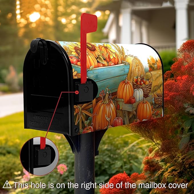 Fall Pumpkins Magnetic Large Size 25.5 X 21 Inch Autumn Harvest Sunflower Mailbox Wraps Farmhouse Seasonal Letterbox Covers for Fall Garden Yard Outdoor Decor