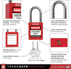 TRADESAFE Lockout Tagout Locks Set - 7 Red Keyed Alike Padlocks, 2 Keys Per Lock, OSHA Compliant Loto Locks for Lock Out Tag Out Stations, Premium Grade