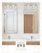 Brushed Nickel Bathroom Vanity Light, HWH 3-Light Vanity Lights for Bathroom Vanity Wall Lamp Over Mirror, Modern Vanity Light Fixtures with Striped Clear Glass, 5HZG97B-3W BN