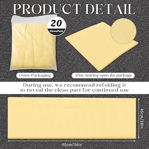 Maxcheck 100 Pcs Sticky Tack Cloth Woodworking Painters Wax and Silicone Free Tack Cloths for Removing Dust Rags Automotive Painting for Automotive, 18 x 36'' (Yellow)