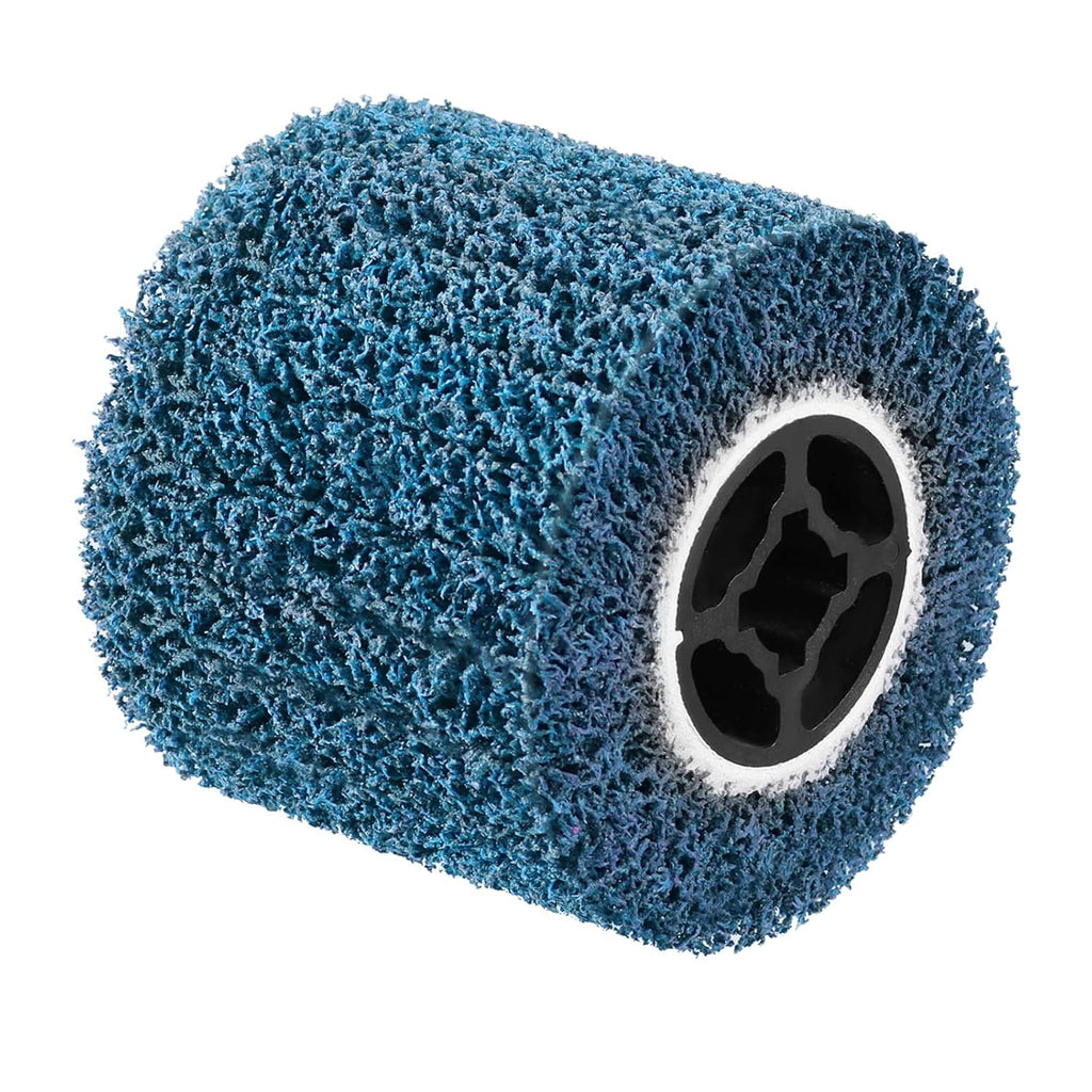4.5" x 4" Abrasive Drawing Wheel Surface Conditioning Tool, Wire Wheel Burnishing Tool for Metal Polishing, Rust, Oxidation - 3/4" Quad Keyway for Hand held Polishing Machine(Blue)