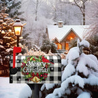 Merry Christmas Mailbox Covers Magnetic Standard Size Winter Buffalo Plaid Mailbox Post Cover Xmas Snowflake Mailbox Wraps Holiday Mailbox Decor Waterproof 21 X18 Inch