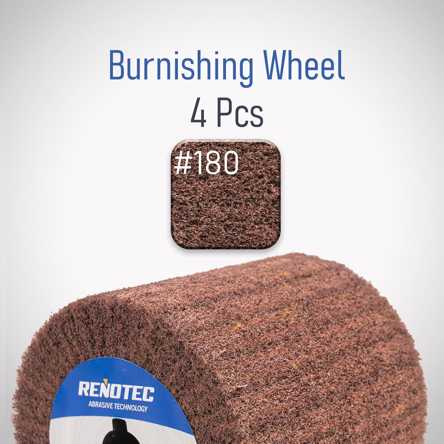 4" Burnishing Drum, 100x100mm, Fine Grit 180, A/O, for Metalwork Surface Polishing