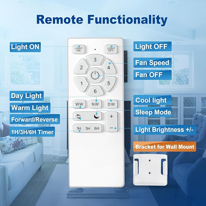 60 Inch Ceiling Fans with Lights and Remote, 6 Speed Reversible DC Motor, 3CCT Dimmable LED, 5 Blades, Black Modern Ceiling Fan for Bedroom, Living Room & Covered Outdoor, Includes Downrod