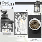 Darkaway Outdoor Porch Lights Wall Mount, Outside Light Fixtures Sconces Wall Lighting with Water Ripple Glass Waterproof Exterior Lights for Patio Yard House Hallway Doorway Garage