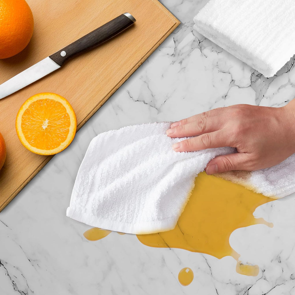 Avalon Towels Ribbed Bar Mop Towels (Value Pack of 24) Size 16"x19" – Absorbent and Durable, Multipurpose Cleaning Rags, Cotton Cleaning Towels, Terry Cloth Rags, Reusable Shop Rags