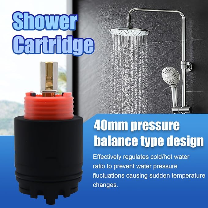 N40HLC Shower Cartridge Replacement, Compatible with RK7300-CART-3P, JH02BJ, HL-40, Fits Zurn Temp-Gard III Series Single Handle Shower/Tub Faucets, 40mm Ceramic Mixer Valve (1 Pack)