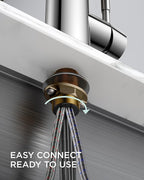 FORIOUS Kitchen Faucets, Chrome Kitchen Sink Faucet with Pull Down Sprayer, Commercial Kitchen Faucet Stainless Steel, Classic Single Handle Pull Out Sink Faucets for Farmhouse RV Laundry Utility Room