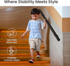 Meranti Aluminum Handrail for Indoor or Outdoor Steps and Stairs – Hand Rails for Elderly – DIY Complete Stair Railing Kit (AHR, Black, 4' Length)