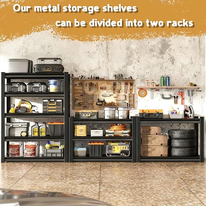 Metal Garage Storage Shelves Heavy Duty Shelving Unit 4 Tier Steel Adjustable Organizing Shelves 2500 LBS Capacity Industrial Shelving Ideal for Garage Tote Pantry Basement Outdoor, 54”Hx31.5”Wx12”D