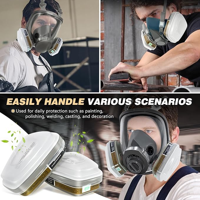 Respirator Cartridge/Filter, 6001 Filter Cartridges Installed on 6200, 6800 Respirator Body, Use for Asbestos, Resin, Paint, Dust, Welding