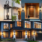 3-Light Large Outdoor Wall Light 2-Pack, 24" Bronze Modern Extra Exterior Lighting Fixture, Waterproof Porch Sconce Wall Mount, Outside Lamp for Front Door Farmhouse