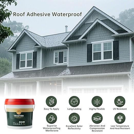 35 oz White Roof Sealant Waterproof, Elastomeric Roofing Coating Liquid Waterproofing Paint Adhesive, Solar Reflective Sealer for Outdoor Flat, Metal Roofs Leak Repair 1KG