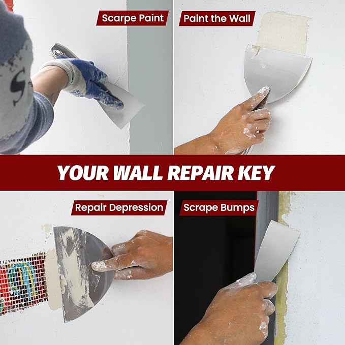 Putty Knife Set,4 PCS 2",3",4",6" One Piece Premium Polished All-Stainless Steel Scraper Tool for Drywall Finishing,Professional Grade Putty Blade for Scraping Paint, Taping