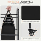 Laundry Sorter 3 Section,Laundry Hamper Cart with Hanging Rack & Removable Bags,Heavy Duty Laundry Basket with Wheels & 2 Tier Shelf,Space-Saving Laundry Basket Organizer for Laundry Room