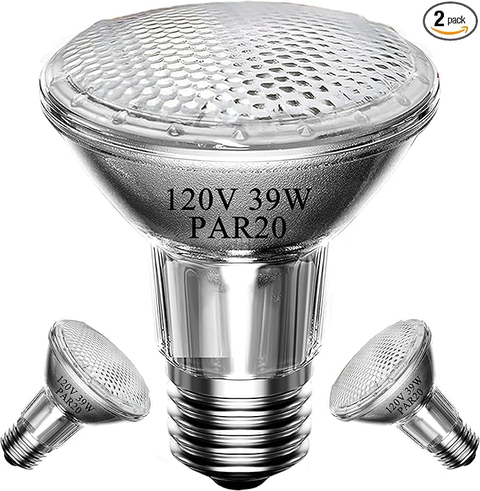 Par20 Halogen Flood Light Bulb, 39W 120V PAR20 Light Bulb, Dimmable, E26 Base, 2700K Warm White, 3000 Hours for Indoor Range Hood, Track Oven, Ceiling Can Lamp（2Pack）