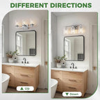 DORESshop 20 Inch Bathroom Light Fixtures, 3-Light Chrome Bathroom Lighting Fixtures Over Mirror with Clear Glass Shade, Vanity Lights for Living Room Bedroom