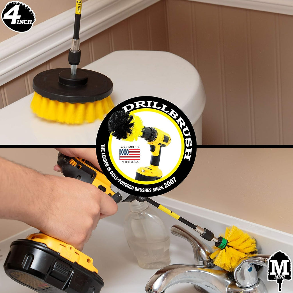 Bathroom Accessories - Cleaning Supplies - Drill Brush - Grout Cleaner - Shower Cleaner - Scrub Brush for Shower - Tile Cleaning Brush - Bathroom Cleaning Tools - Drill Brush Attachment Set - Bathtub