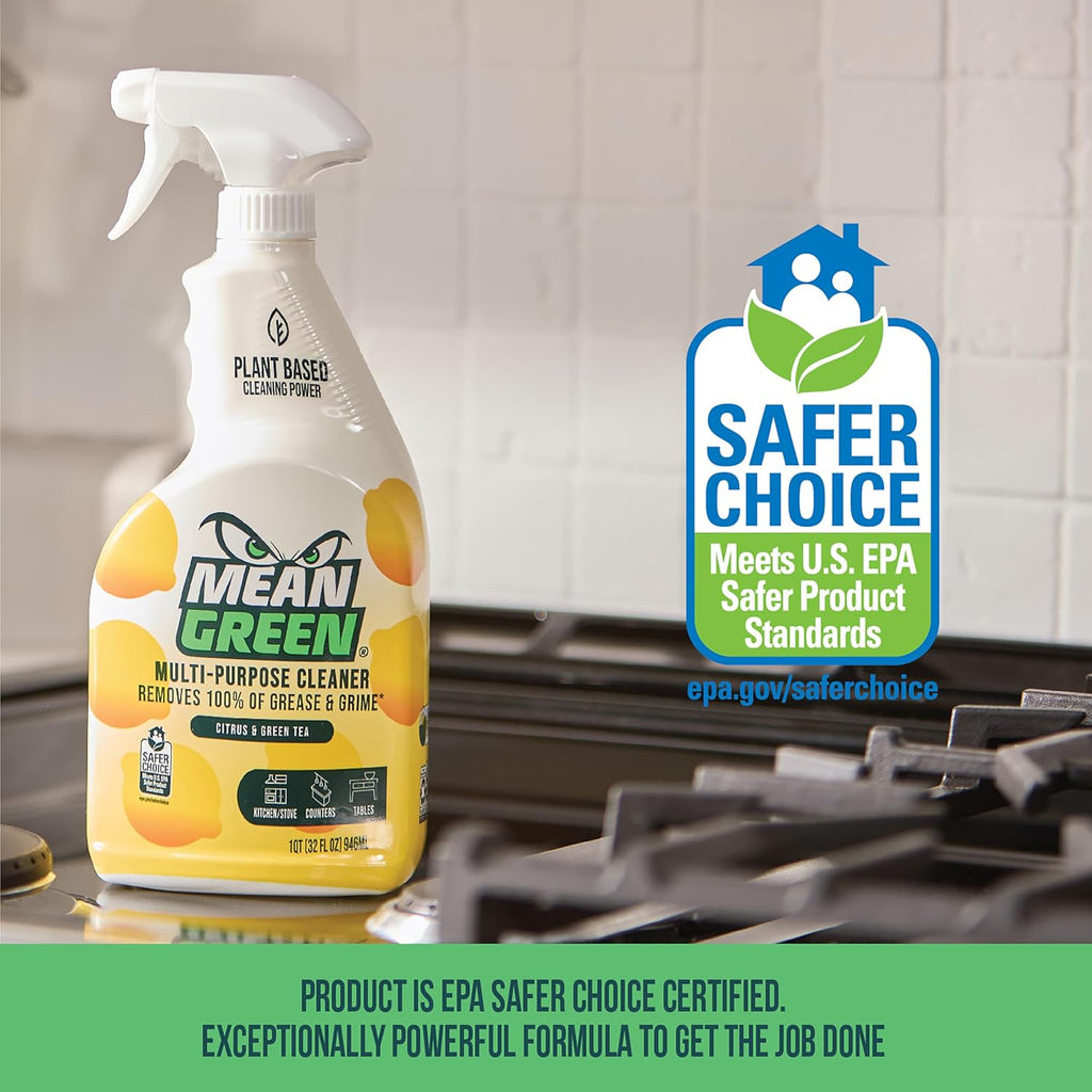 Mean Green Non-Concentrated Ready-to-Use Multi-Purpose Cleaner, Citrus & Green Tea, 32 Ounce 3ct