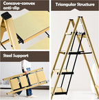 Taranta 4 Step Ladder,Aluminum Lightweight Folding 4 Step Stool with Anti-Slip Wide Pedal,330lbs Capacity Step Ladder for Household,Kitchen,Office - Gold