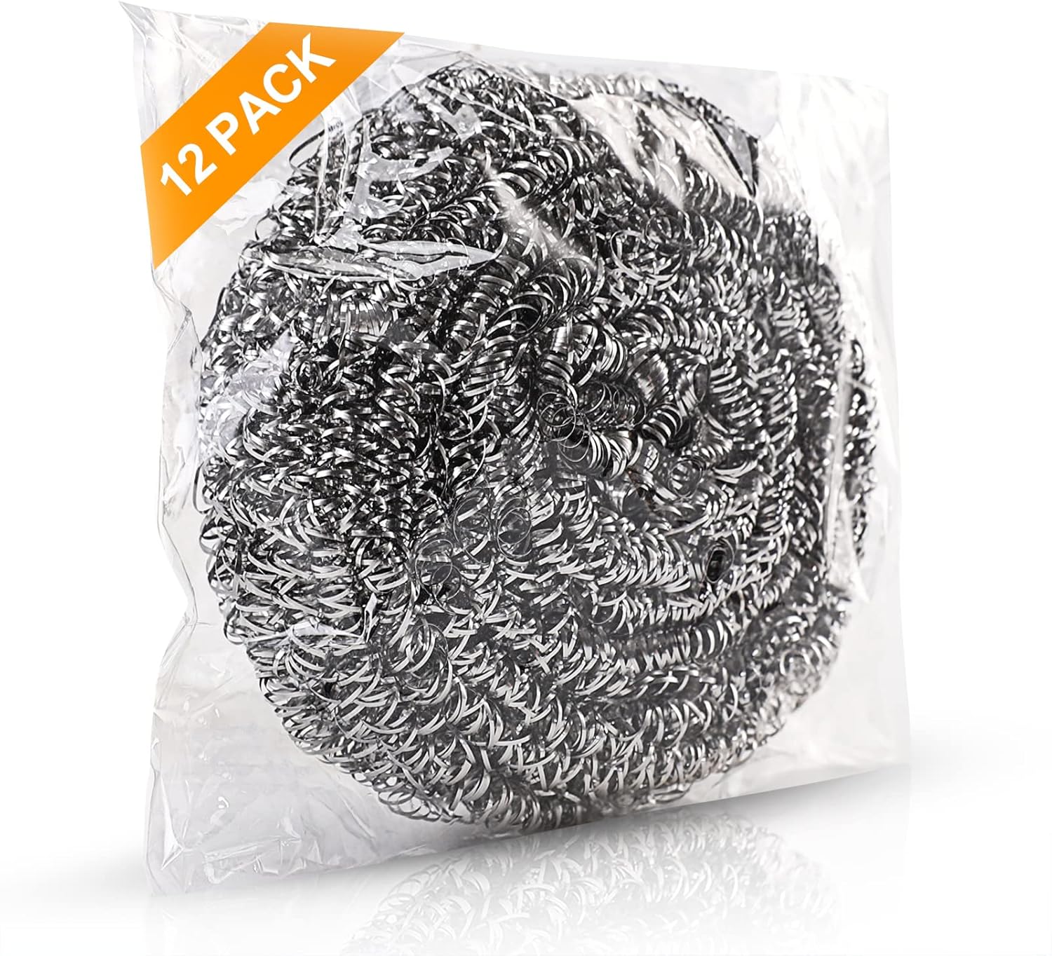 12Pack Upgraded Steel Wool Scrubbers - Premium Stainless Steel Scrubber, Metal Scouring Pads, Steel Wool Pads, Kitchen Cleaner, Heavy Duty Cleaning Supplies - Especially for Tough Cleaning