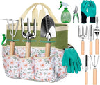 Garden Tool Set with Bag and Gloves, Stainless Steel Gardening Tool Set, Ideal Gardening Gifts for Women and Men, Set of 9