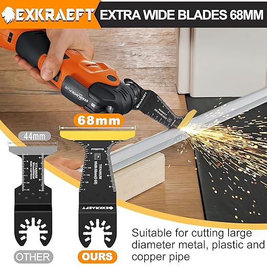 18 PCS Titanium Oscillating Tool Blade, Professional Universal Multitool Blades for Wood Plastic Metal, Multi Tool Blades Kits Fit Dewalt Milwaukee Ryobi Rockwell Fein
