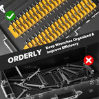 40PCS Modular Wrench Organizer Wrench Holder - Wrench Tool Organizers for Tool Drawer Storage, Wrench Storage Set with Metric & SAE Label, Wrench Rack Tool Gift for Professional Mechanics, Yellow
