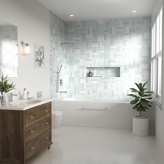 Lava Odoro Modern 3-Setting Square Shower and Tub Faucet Set with Shower Head and Handheld Sprayer Chrome, Rainfall Shower System with Tub Spout, Shower Valve Trim Kit, Chrome, SF103-C-T