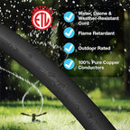 Clear Power 80 ft Outdoor Extension Cord 16/3 SJTW with Lighted Locking Connector, Black, Water & Weather Resistant, Flame Retardant, 3 Prong Grounded Plug, CP10128