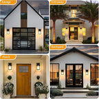 Outdoor Wall Lights, Black Exterior Light Fixtures Wall Mount, Aluminum Porch Wall Sconce Waterproof Outside Light for House 2 Pack Front Door Light for Patio Garage Doorway