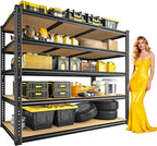 3200LBS Garage Shelving Heavy Duty 5 Tier Garage Storage Shelving, Adjustable Metal Shelving Unit Utility Rack Shelf for Warehouse, Pantry, Closet, Kitchen 72" H x 48" W x 24" D, Black