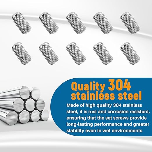 10-Pack 155023 Screw Kit Replacement for Moen | 304 Stainless Steel Set Screw Kit | Includes Wrench for Kitchen Faucet Handle Repair & Faucet Replacement Parts