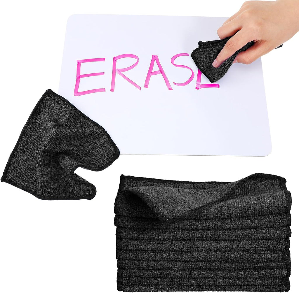 Tanlade Microfiber Cleaning Cloth 6"x6" Cleaning Rags Reasonable Kitchen Towels Microfiber Towels Cars Wash Dry Erase Cloth (Black,30 Pcs)