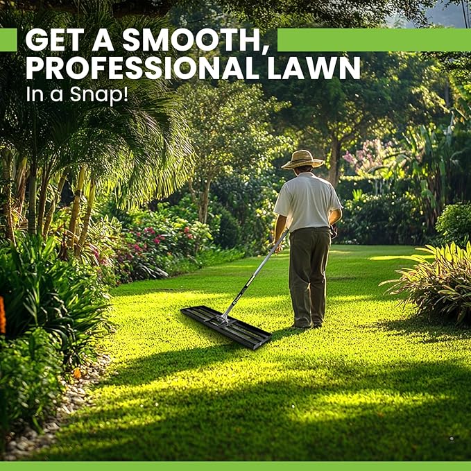 Gardease Lawn Leveling Rake 48" x 10" - Heavy Duty Professional Grade Reinforced Steel Landscape Tool for Soil, Sand & Garden - Superior Strength and Durability