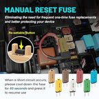 NuIth Manual Reset 5-30A Mini Fuse Circuit Breakers, E73 Low Profile ATM Circuit Breaker Blade Fuse DC 28V Resettable Standard Blade Fuses for Car Truck RV Marine (7PCS 5A-30A)