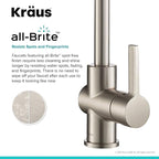 KRAUS Britt Commercial Style Spot Free Stainless Steel Pre-Rinse Kitchen Faucet with Deck Plate and Soap Dispenser, KPF-1690SFS-KSD-31SFS