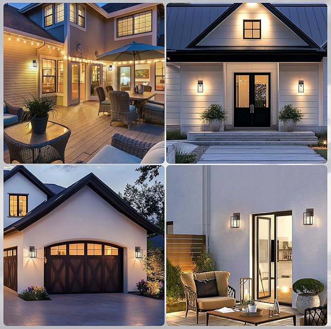 PARTPHONER Dusk to Dawn Outdoor Light Fixtures, 2-Pack Sensor Porch Lights, Waterproof Exterior Wall Sconce Lighting Lamp, Waterproof Wall Lantern for House, Doorway, Garage (Oil Rubbed Bronze)