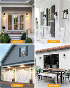 VIANIS Dusk to Dawn Exterior Wall Lights, Black Gold Modern Outdoor Wall Lighting Lantern, Waterproof Garage Lamp Sconce for House Patio, 100% Aluminum Front Porch Light Wall Mount Fixture, E26 Socket