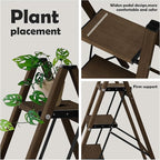 Taranta 4 Step Ladder,Aluminum Lightweight Folding 4 Step Stool with Anti-Slip Wide Pedal,330lbs Capacity Step Ladder for Household,Kitchen,Office - Walnut