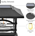 Davinci Lighting Edison Solar Outdoor Post Cap Lights - 4x4 5x5 6x6 - Bright LED Light for Fence Deck Garden or Patio Posts - Slate Black (1 Pack)