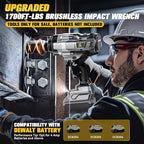 Cordless Impact Wrench 1/2 inch Compatible with Dewalt Battery: 1700FT-LBS High Torque Impact Wrench Heavy Duty Tool - Brushless Electric Impact Gun Includes LED Work Light - Bare Tool Only