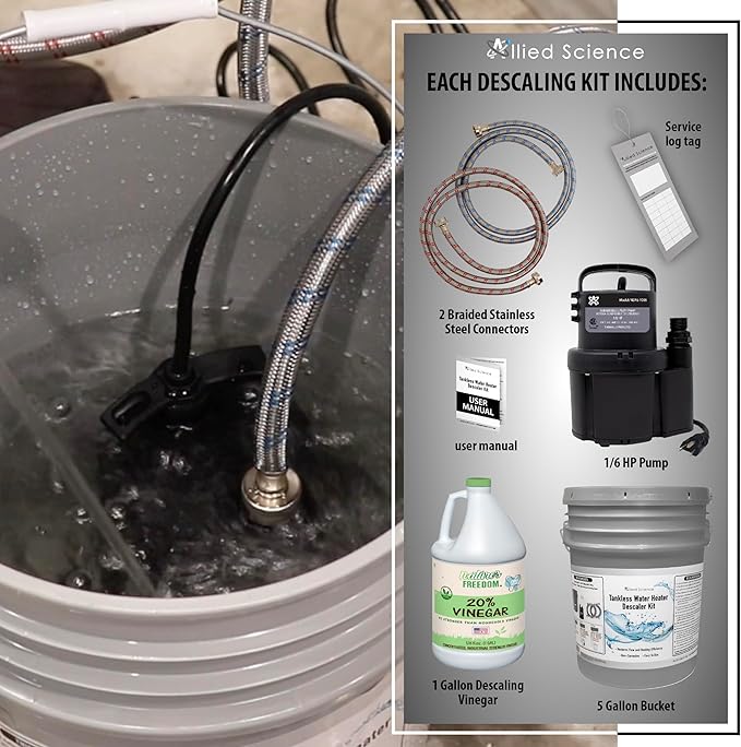 Tankless Water Heater Flush Kit with Gallon Concentrated Vinegar, Dilutes to 4 Gallons
