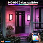 LED Outdoor Wall Light Color Changing, 14 Inch Modern RGBCW Wall Sconce, 22W 1800LM Exterior Light Fixture, Smart Porch Lights Tuya App Control, ETL Certified