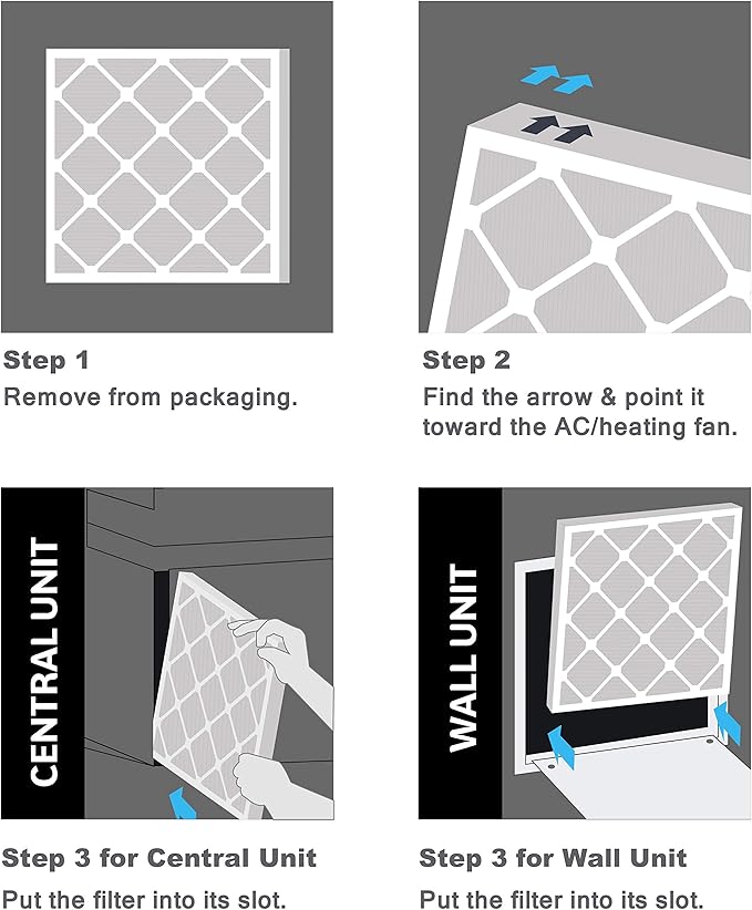 Aerostar 19.5x19.5x1 MERV 8 - 4 Count - High Efficiency Pleated HVAC, Furnace & Air Conditioner Filters - Removes Dust, Lint, Mold & Allergy-Causing Pollen