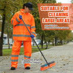 Zhehao 6 Pack 18 Inches Push Broom Outdoor, Multi Surface Garden Brush Broom with Adjustable 63" Long Handle for Deck, Driveway, Patio, Warehouse, Garage, Yard, Concrete Floor Cleaning (Orange)