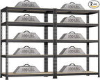 2 Packs 35.5" W x 16" D x 71" H Adjustable Garage Storage Shelves - 5-Shelf Heavy Duty Shelving Unit, Metal Utility Storage Organizer Racks for Warehouse Pantry Closet Kitchen, Black
